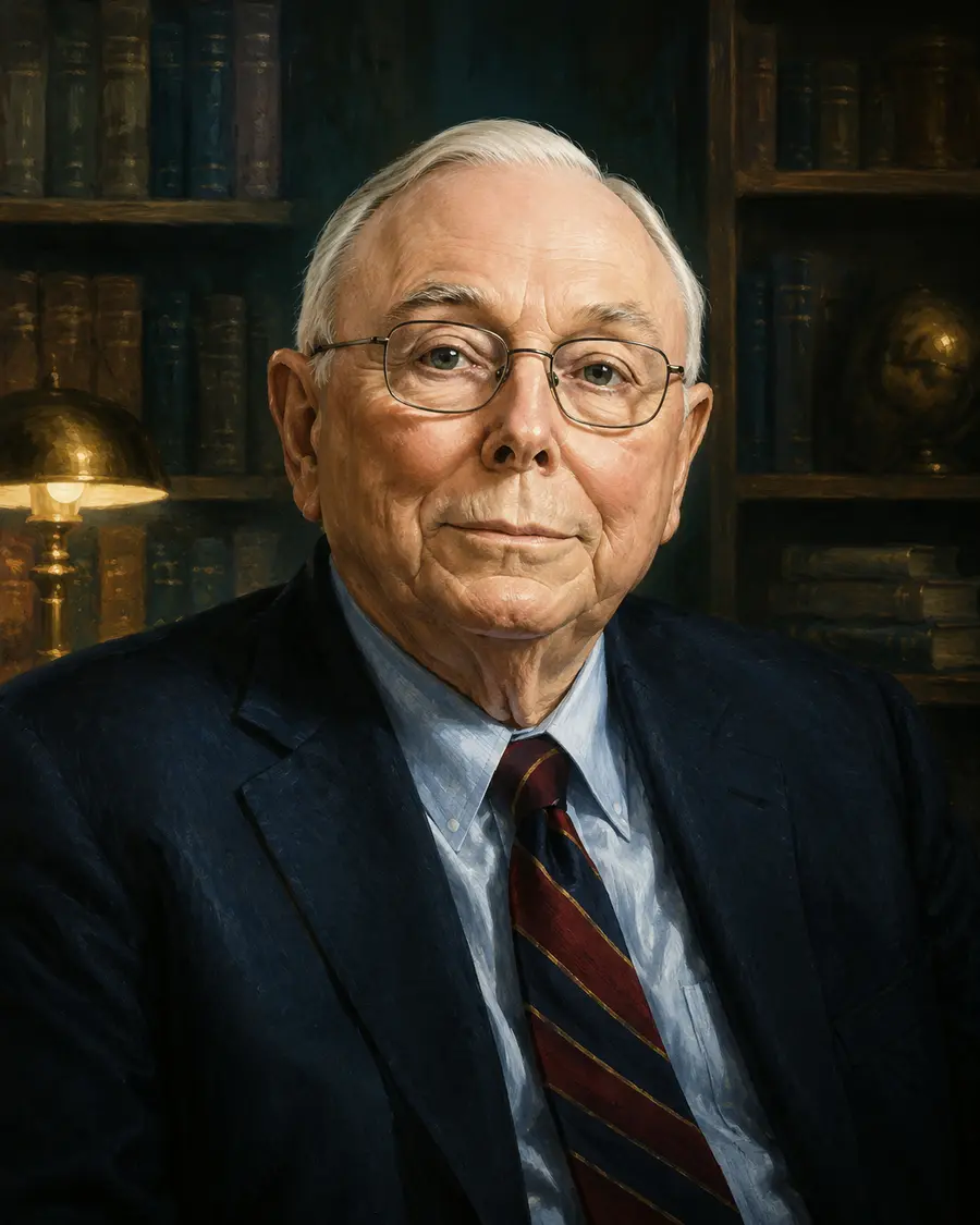 Ilustrasi editorial Charlie Munger
